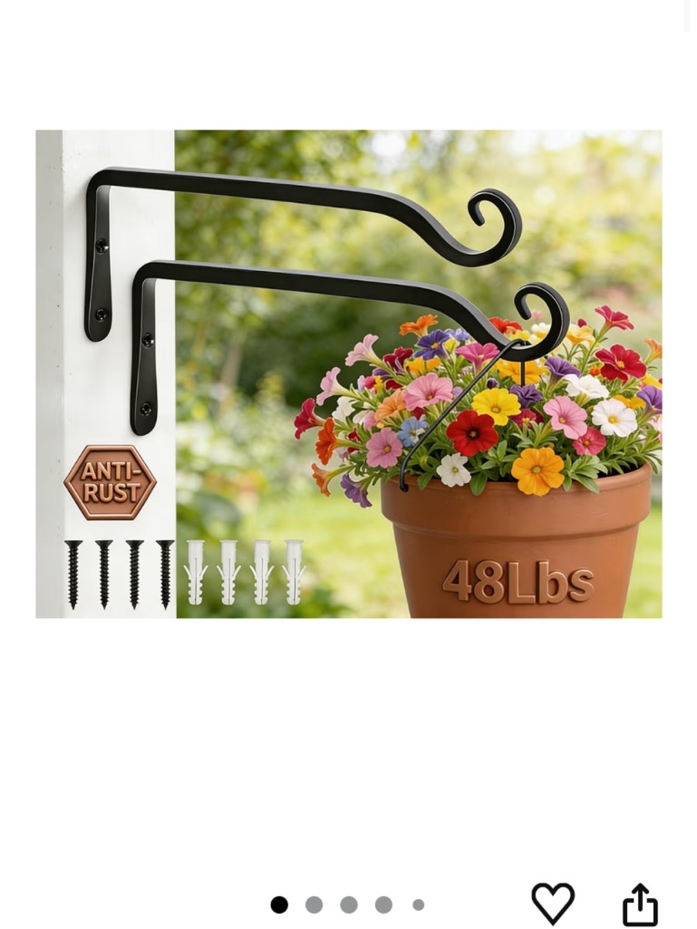 Gtongoko 2 Pack 10 Inch Metal Plant Hangers Wall Hooks